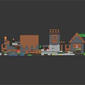Building Blocks Miniature Village With Colorful Houses Roads And Green Trees