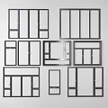 Various Modern Window Frames With Different Design Styles And Black Borders 3d model