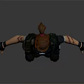 3D Female Creature Character In Black Top Camouflage Pants With Backpack Wristbands Standing Pose