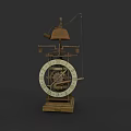 Vintage Mechanical Clock With Exposed Gears Brass Bell And Wooden Base