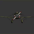 Vintage Military Airplane Model With Camouflage Paint Shark Mouth And Star Insignia