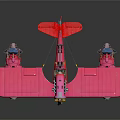 Pink Vintage Passenger Biplane Model With Metal Material And Black Background