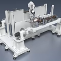 Industrial Robotic Arm Welding Metal Components With Sparks In Factory Setting