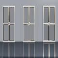 Three White Hinged Doors With Glass Panels Modern Design On Light Wall 3d model