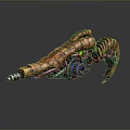Futuristic Sci Fi Weapon With Orange Exoskeleton And Blue Energy Core Structure