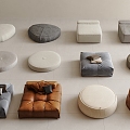 Modern Sofa Stool Fabric Sofa Stool Leather Sofa Stool Foot Cushion Futon Round Cushion Round Stool 3d model