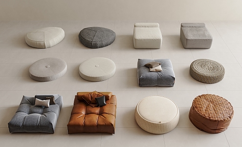 Modern Sofa Stool Fabric Sofa Stool Leather Sofa Stool Foot Cushion Futon Round Cushion Round Stool 3d model