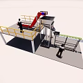 Inclined modular conveyor hopper and screw conveyor 3d model