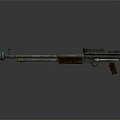 Vintage Gun With Long Barrel Wooden Grip And Metallic Revolver Structure