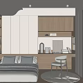 Modern Minimalist Tatami Bedroom With Desk Wardrobe And Wooden Cozy Interior Design