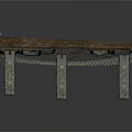 Ancient Mechanical Structure With Wooden Beams And Metal Supports Components
