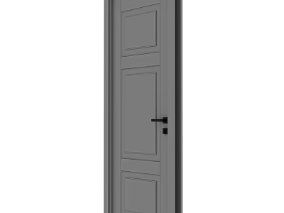 Simple Modern Gray Hinged Door With Panel Design And Black Metal Handle For Interior Use 3d model