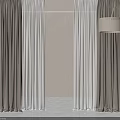 Room Interior Design With Floor Length Beige Velvet And White Sheer Curtains And Lamp