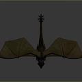 Realistic 3D Dragon Model With Brown Wings Long Tail And Scales In Flying Pose