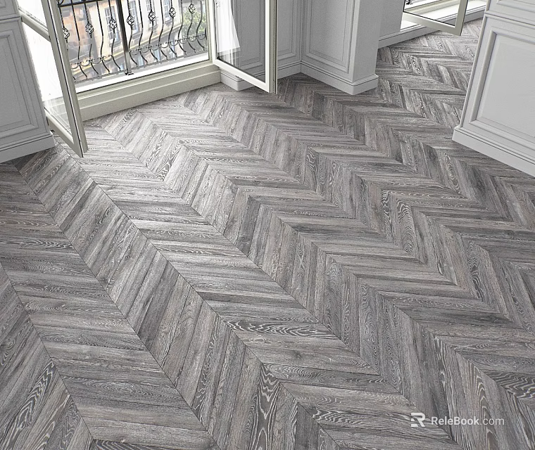 Gray Herringbone Wooden Floor With Natural Wood Grain For Interior Design 3d model 