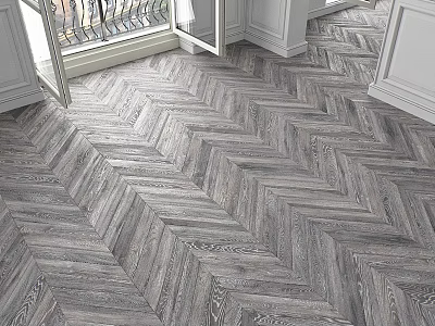 Gray Herringbone Wooden Floor With Natural Wood Grain For Interior Design 3d model