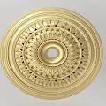 Golden Carved Circular Ceiling Rose For Interior Decoration With Intricate Patterns 3d model