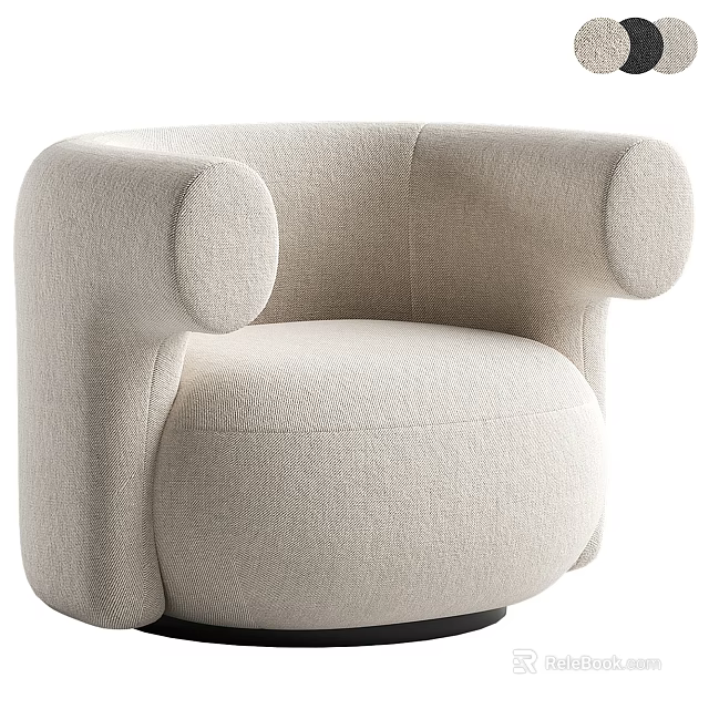 Modern Beige Upholstered Leisure Chair with Rounded Armrests and Plush Seat Design 3d model 