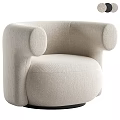 Modern Beige Upholstered Leisure Chair with Rounded Armrests and Plush Seat Design