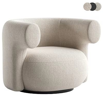 Modern Beige Upholstered Leisure Chair with Rounded Armrests and Plush Seat Design 3d model