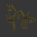Fallen Wooden Chairs With Damaged Structure And Broken Parts On White Background