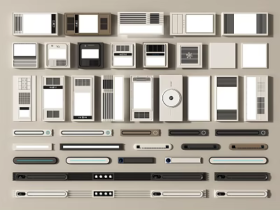 Various Modern Electrical Switch And Socket Panels With Different Designs And Colors 3d model