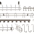Various Metal Hanger Systems With Multi Hook Rails And Single Hooks 3d model