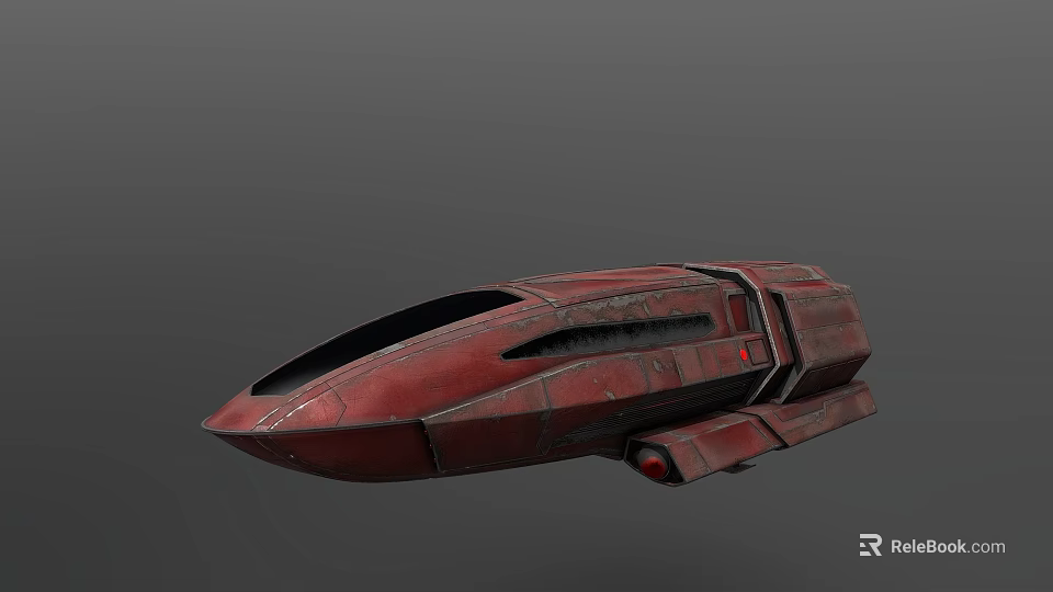 Red Sci Fi Spaceship 3D Model With Detailed Exterior And Cockpit Design 3d model 
