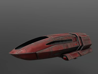 Red Sci Fi Spaceship 3D Model With Detailed Exterior And Cockpit Design 3d model
