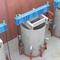Detailed Bridge Structural Layout With Multiple Circular Supports And Pipes Framework