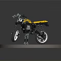Building Blocks Off Road Motorcycle Model with Yellow Body Black Frame and White Wheels