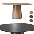 Modern Wooden Dining Table With Conical Base Round Top And Multiple Color Options 3d model