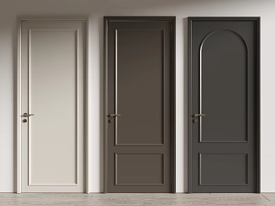 Stylish Interior Hinged Doors in White Brown Black with Classic Modern Panel Designs 3d model