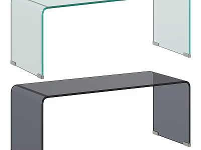 Modern Transparent And Black Glass Dining Table With Curved Structure Design 3d model