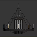 Rustic Metal Chandelier With Conical Top Circular Base And Candle Shaped Lights
