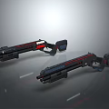 Futuristic Dual Firearms With Black Red Accents And Sleek Barrel Design Structure