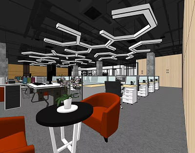 Public office area 3d model