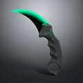 Modern Karambit Weapon With Glowing Green Blade And Dark Textured Handle 3d model