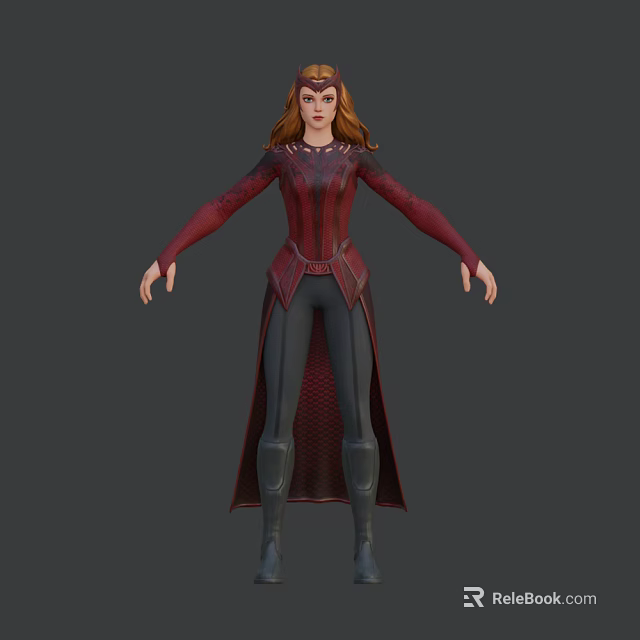 Red Haired Game Movie Character In Red Coat Tight Fitting Outfit And Dark Pants 3d model 