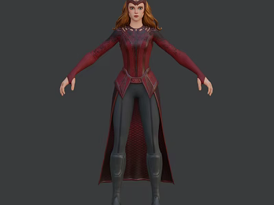 Red Haired Game Movie Character In Red Coat Tight Fitting Outfit And Dark Pants 3d model