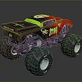 Red And Black Monster Truck With Scorpion Graphic Sting And Large Tires