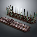 Rusty Vintage Train Flatcars With Wooden Decks And Metal Frames