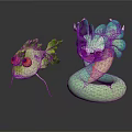 Plant Inspired Fish And Snake Shaped Creatures With Leafy Features And Floral Design