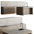 Wooden Kitchen Cabinet Design With Sink Countertop And Neutral Tones