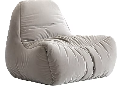 Light Gray Velvet Bean Bag Chair Modern Cozy Design Perfect For Comfortable Living Room Relaxation 3d model