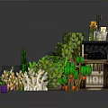 Pixel Art Scene Components Featuring Green Plants Tables Boxes And Decorative Elements