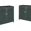 Rusted Green Metal Storage Cabinets With Double Doors And Metal Handles
