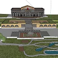 Garden Landscape Design Featuring Memorial Building Plaza Sculptures Greenery And Trees