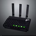 Wireless Router With Three Antennas Checkered Surface Green Lights And White Logo