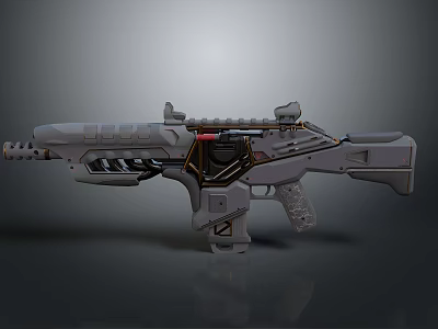 Futuristic Sci Fi Rifle With Advanced Mechanical Structure Tactical Scope And Metallic Gray Finish 3d model
